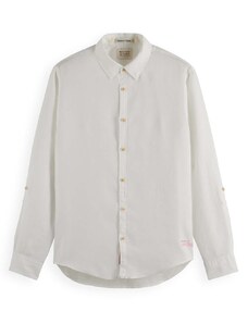 SCOTCH & SODA Риза Regular-Fit Linen Shirt With Sleeve Roll-Up 169716 SC0006 white