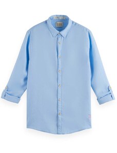 SCOTCH & SODA Риза Regular-Fit Linen Shirt With Sleeve Roll-Up 169716 SC0566 sky