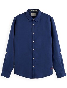 SCOTCH & SODA Риза Regular-Fit Linen Shirt With Sleeve Roll-Up 169716 SC1149 marine