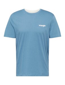 WRANGLER Тениска 'SIGN OFF TEE' опушено синьо / бяло