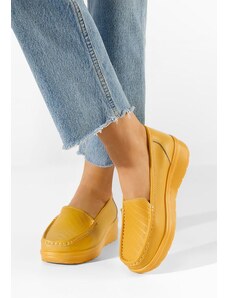 Zapatos Дамски мокасини естествена кожа жълт Ciela