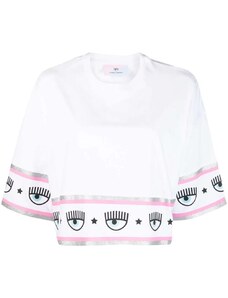 CHIARA FERRAGNI T-Shirt Maxi Logomania Jersey Cotton 74CBHF02CJF10 003 white