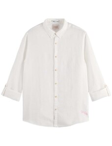 SCOTCH & SODA Риза Linen Shirt With Sleeve Roll-Up 171612 SC0006 white