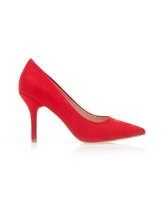Tsoukalas Обувки на ток в червен цвят, от синтетичен велур, с остър връх