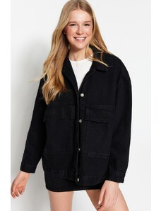Trendyol черен джоб подробни извънгабаритни дънкови яке
