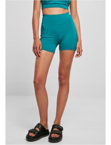 UC Ladies Women's Recycled High Waist Cycle Hot Pants - Watergreen