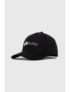 Памучна шапка Alpha Industries в черно с принт