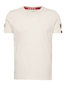 ALPHA INDUSTRIES Тениска 'Dragon' карамел / светлокафяво / антрацитно черно / бял памук