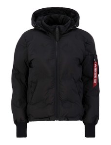 ALPHA INDUSTRIES Зимно яке 'Flight Jacket Hooded Logo Puffer Wmn' червено / черно / бяло