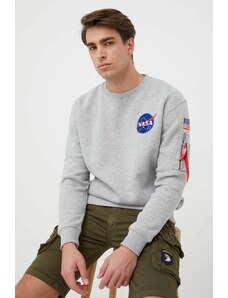 Суичър Alpha Industries Space Shuttle Sweater в сиво с принт 178307.17