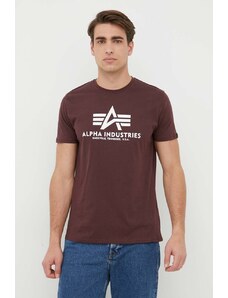 Памучна тениска Alpha Industries Basic T-Shirt в бордо с принт 100501.21
