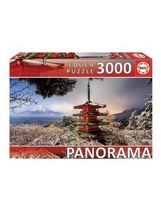 Панорамен пъзел Educa Планината Фуджи и Чурието Пагода, 3000 части