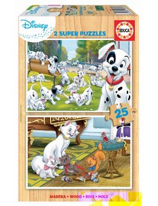 Дървен пъзел Educa Disney Animals, 2x25 части