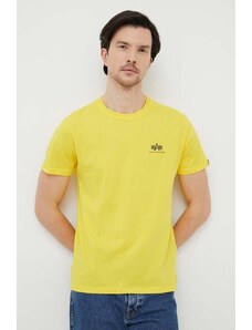 Памучна тениска Alpha Industries в жълто с принт