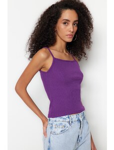 Trendyol Purple Straps Crop, Crewneck Collar Corduroy, Flexible Knit Undershirt