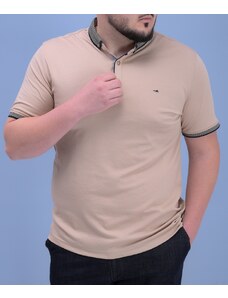 AVIV Бежова изчистена мъжка тениска с яка голям размер