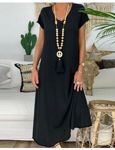 Creative Дълга дамска рокля в черно - код 400030