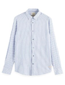 SCOTCH & SODA Риза Regular Fit Crinkled Voile In Stripes And Checks 171607 SC6039 white/blue stripe