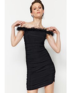 Trendyol черна вталена плетена вечерна рокля без ръкави