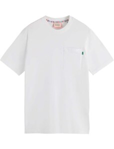 SCOTCH & SODA T-Shirt Artwork Chest Pocket Tee 171690 SC0006 white
