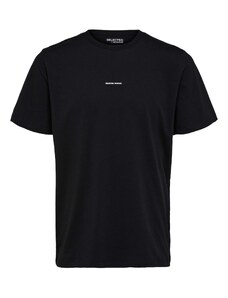 SELECTED HOMME Тениска 'ASPEN' черно / бяло
