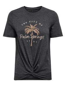 ONLY Тениска 'PALMIE' бежово / светлокафяво / черен меланж