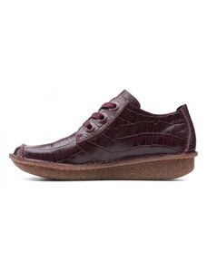 Дамски обувки естествена кожа Clarks Funny Dream Burgundu Croc с връзки - 37.5