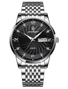 Мъжки часовник Poedagar CS1309, неръждаема стомана, сребрист, черен циферблат