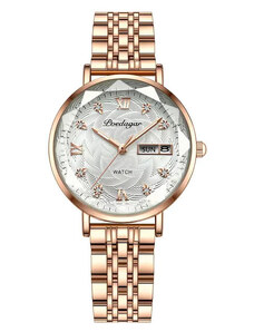 Дамски часовник Poedagar CS1347, неръждаема стомана, злато, бял циферблат