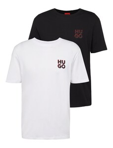 HUGO Тениска 'Dimento' огнено червено / черно / бяло