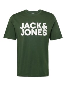JACK & JONES Тениска зелено / бяло