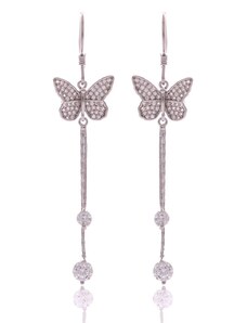 Marilyn Сребърни обици - Изящни пеперуди с циркон