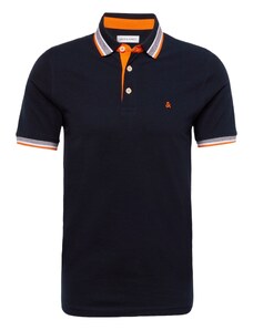 JACK & JONES Тениска 'Paulos' нощно синьо / оранжево / бяло