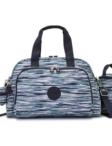 KIPLING "Чанта за пътуване тип ""Weekender""" нейви синьо / опушено синьо / люляк / бяло