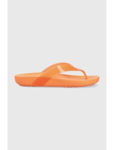 Джапанки Crocs Splash Glossy Flip в оранжево с равна подметка 208534