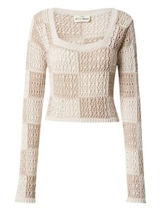 A LOT LESS Пуловер 'Nora' тъмнобежово / мръсно бяло