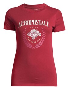 AÉROPOSTALE Тениска бургундово червено / бяло
