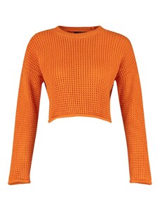 Trendyol оранжево изрязване трикотаж пуловер
