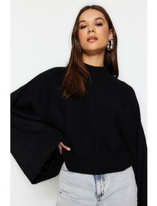 Trendyol черен прилеп ръкав трикотаж пуловер