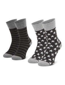Комплект 2 чифта дълги чорапи мъжки Tommy Hilfiger 100000816 Black 200