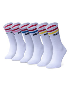 Комплект 3 чифта дълги чорапи дамски Impala Stripe Sock 3 Pack IM787000 White