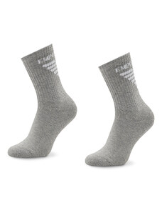 Комплект 2 чифта дълги чорапи дамски Emporio Armani 292303 2F258 00047 Melange Pale Grey