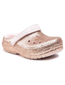 Чехли Crocs Classic Lined Glitter Clog K 207462 Gold/Barely Pink