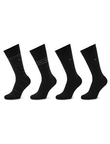 Комплект 4 чифта дълги чорапи мъжки Tommy Hilfiger 701220146 Black 002