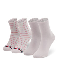 Комплект 2 чифта дълги чорапи дамски Tommy Hilfiger 100002817 Pink 003