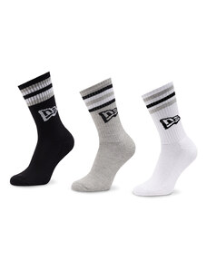 Комплект 3 чифта дълги чорапи мъжки New Era Retro Stripe Crew 13113629 Blk/Whi/Gra