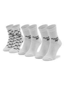 Reebok Classic Комплект 3 чифта дълги чорапи мъжки Reebok Cl Fo Crew Sock 3P GG6682 White