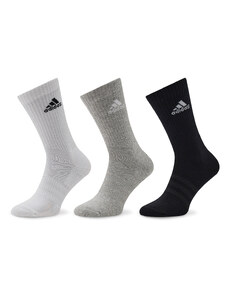 Комплект 3 чифта дълги чорапи мъжки adidas Cushioned Crew IC1311 Medium Grey Heather/White/Black
