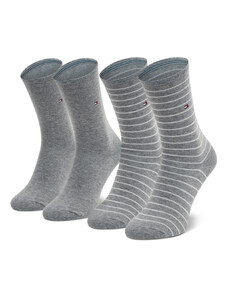 Комплект 2 чифта дълги чорапи дамски Tommy Hilfiger 100001494 Middle Grey Melange 035
