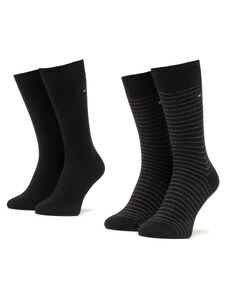 Комплект 2 чифта дълги чорапи мъжки Tommy Hilfiger 100001496 Black 200